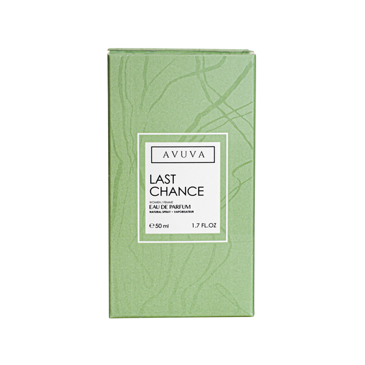 Avuva Last Chance perfume packaging on a white background