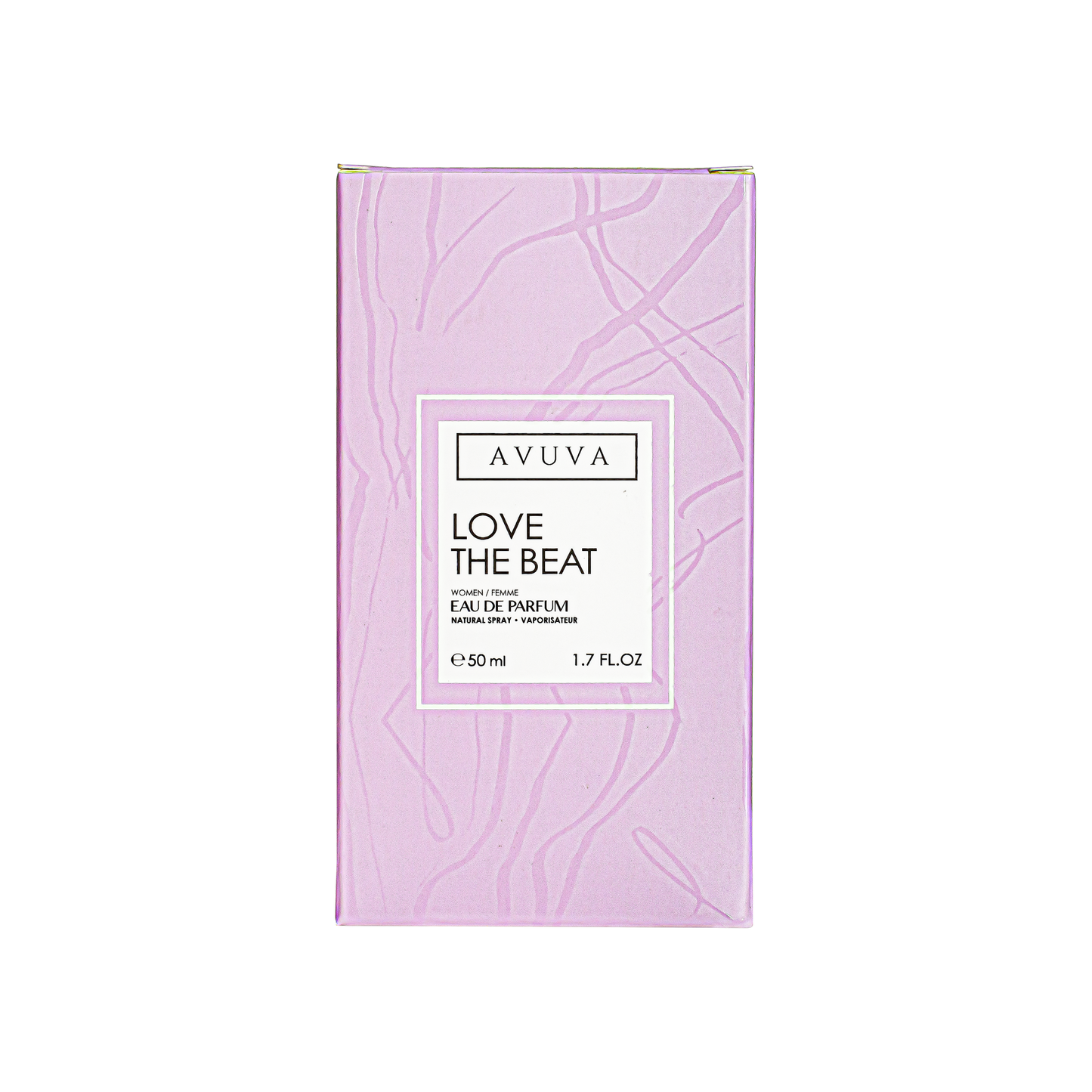 Avuva Love the Beat perfume packaging on a white background