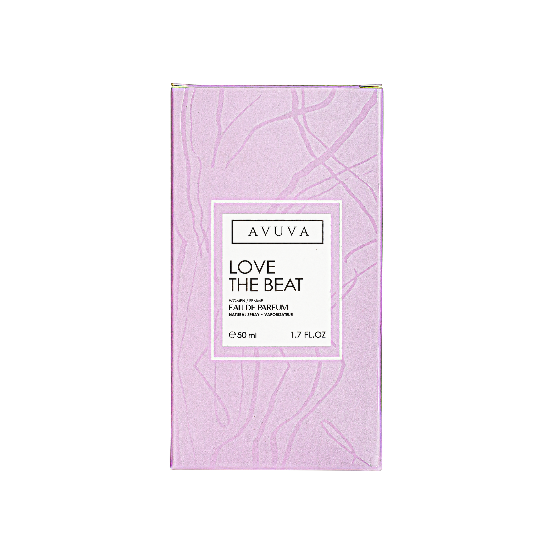 Avuva Love the Beat perfume packaging on a white background