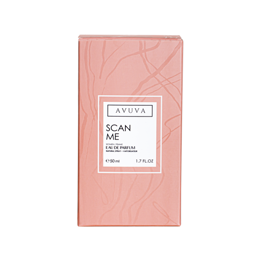 Pink Avuva perfume box on a white background